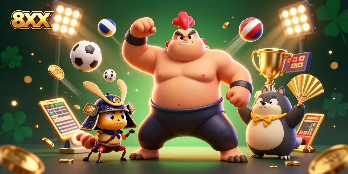 Engage in thrilling betting with the 8XX sumo rooster and samurai cricket amidst sports excitement.