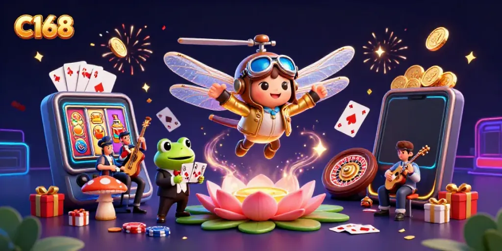 Experience thrilling gameplay at C168 casino with vibrant slot games and lively characters.