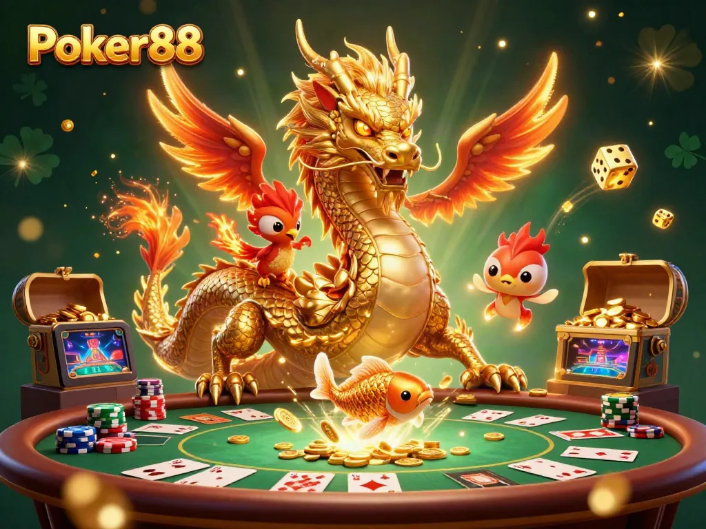 Experience thrilling moments with Poker88 through a dynamic poker scene showcasing vibrant characters and rich gameplay.