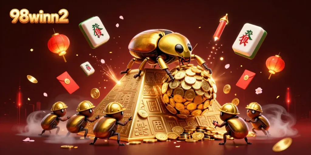 Experience thrilling gameplay at 98winn2 with a unique casino-themed world featuring golden coins and vibrant symbols.