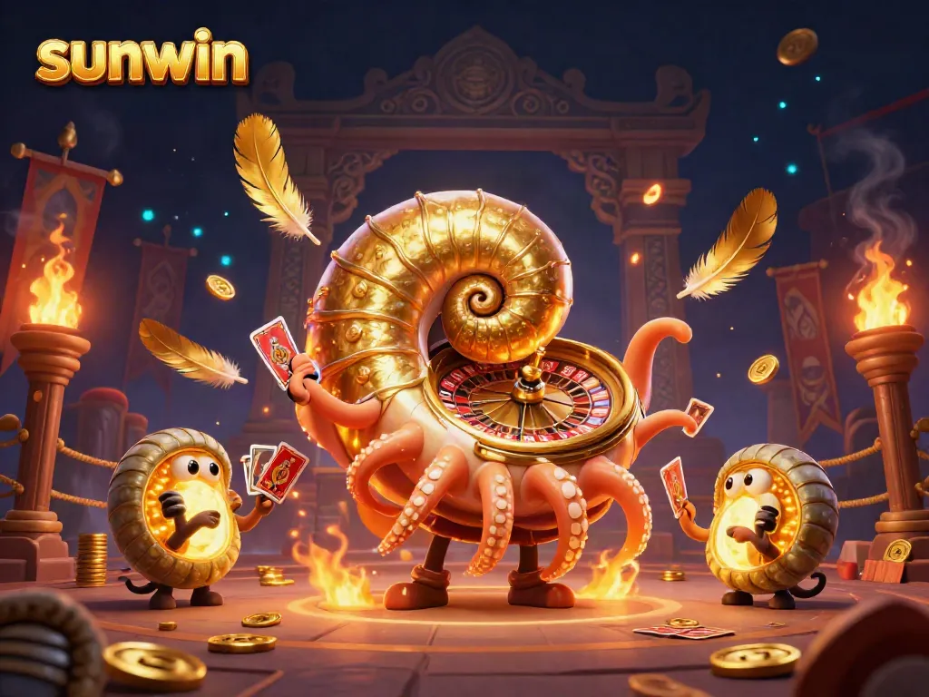 Experience thrilling gaming with sunwin as a giant nautilus roulette wheel dominates the action.