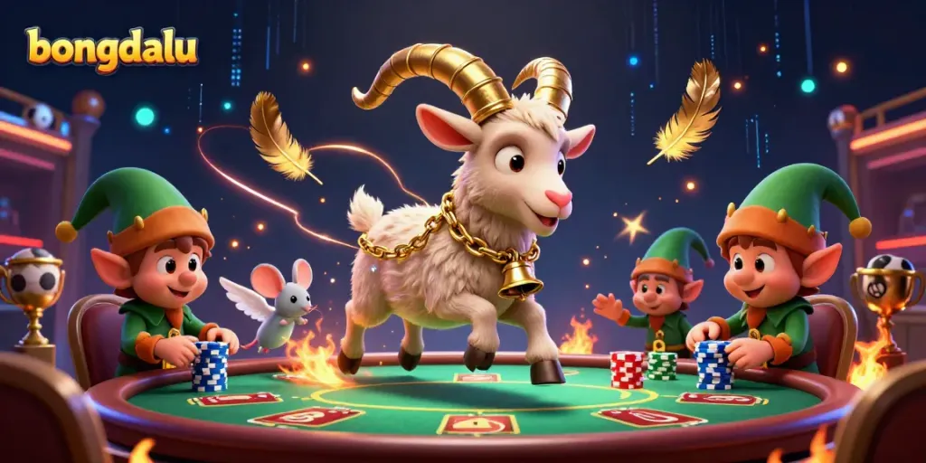 Bongdalu engages players in an energetic sports betting scene filled with animated characters and vibrant casino elements.
