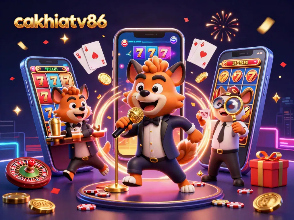 CakhiaTV showcases hyena comedians in a vibrant casino scene with engaging gameplay elements.