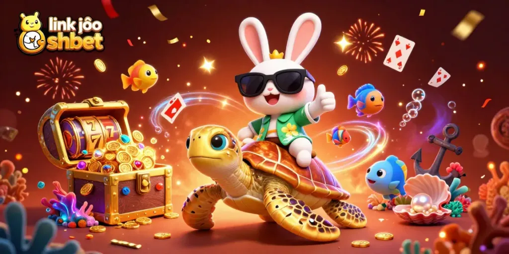 Experience thrilling wins with link vào shbet featuring lucky rabbit and sea turtle in a vibrant casino scene.