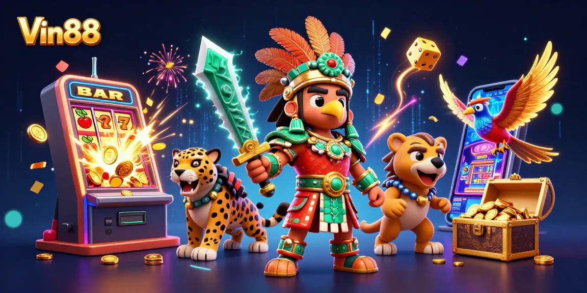 Win big with Vin88 in this vibrant 3D casino scene packed with action and excitement.