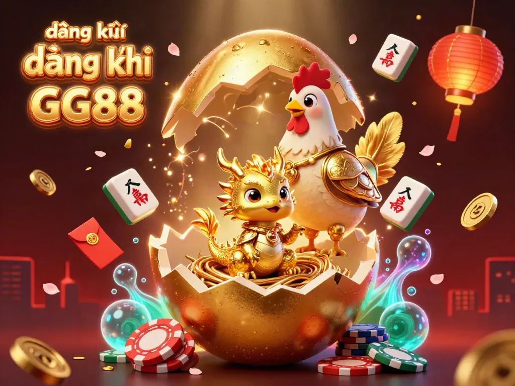 Engage in gaming excitement with a crystal gold dragon and poker chips celebrating đăng ký GG88.