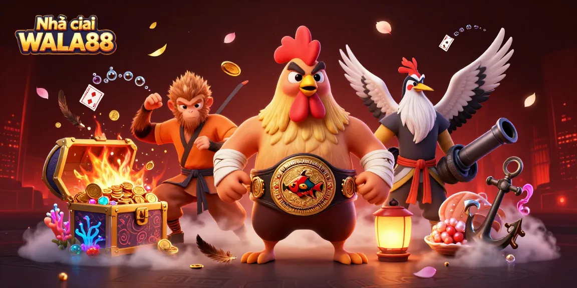 Engage in the thrilling action of Nhà cái WALA88's cockfighting arena with vibrant visuals and character dynamics.