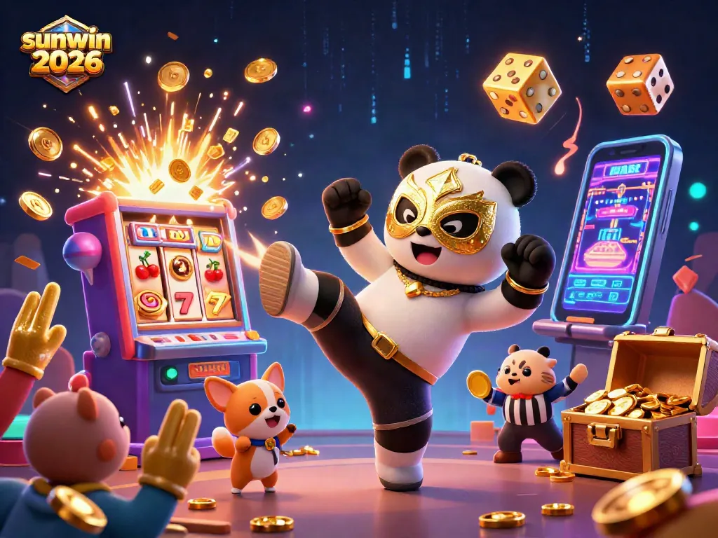 Engage in exciting gameplay with sunwin 2026's vibrant 3D casino casino illustration featuring dynamic action.