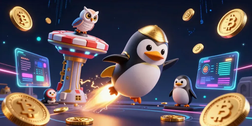Experience the thrill of 222bd bet with a rocket-powered penguin launching to a casino in space.