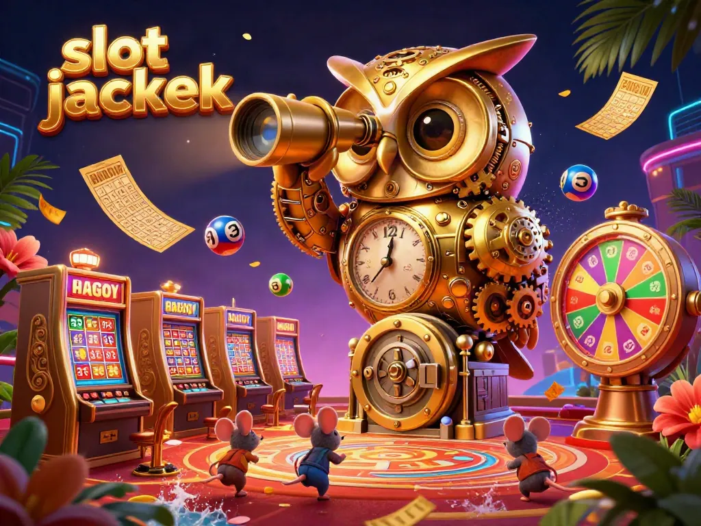 Experience a thrilling slot jackpot scene with a golden owl and vibrant casino elements dynamically interacting.