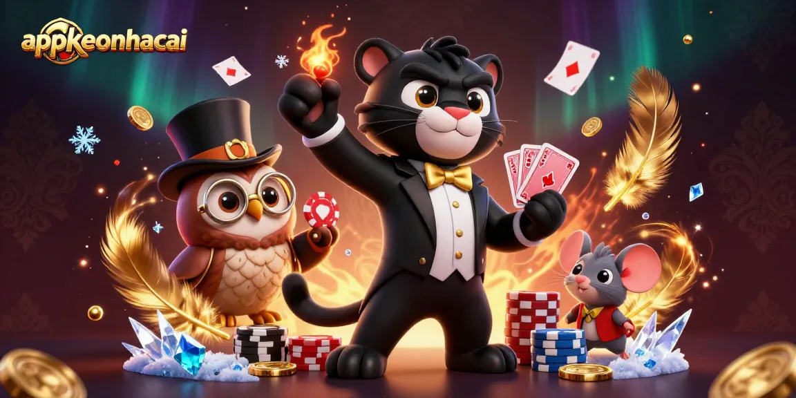 Engage with appkeonhacai as the stylish black panther deals cards among sports betting elements.