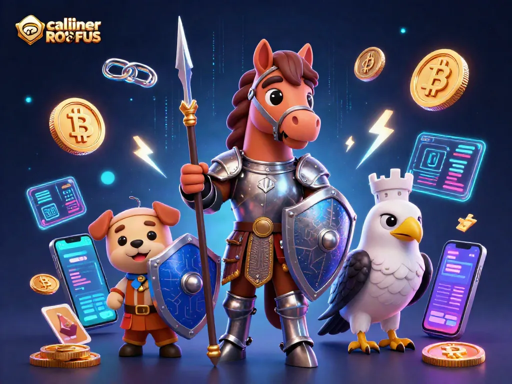 Engage with thrilling online casinoer uden ROFUS, featuring a knight and squire alongside crypto elements.
