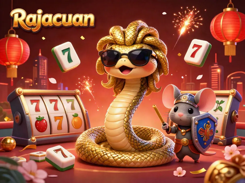 Experience thrilling gameplay at Rajacuan with vibrant casino elements and cheerful characters.