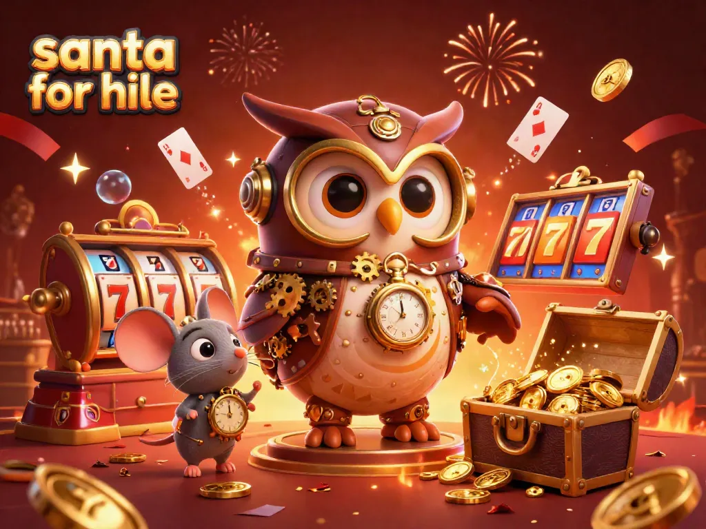 Engage with the magic of santa for hire amidst dazzling slots and casino elements.