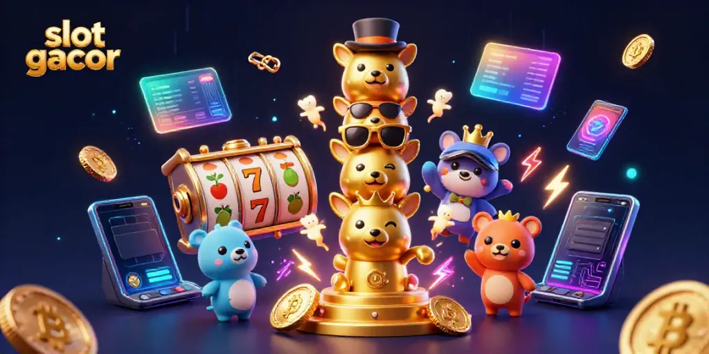 Engage with slot gacor through vibrant 3D casino elements featuring playful characters.