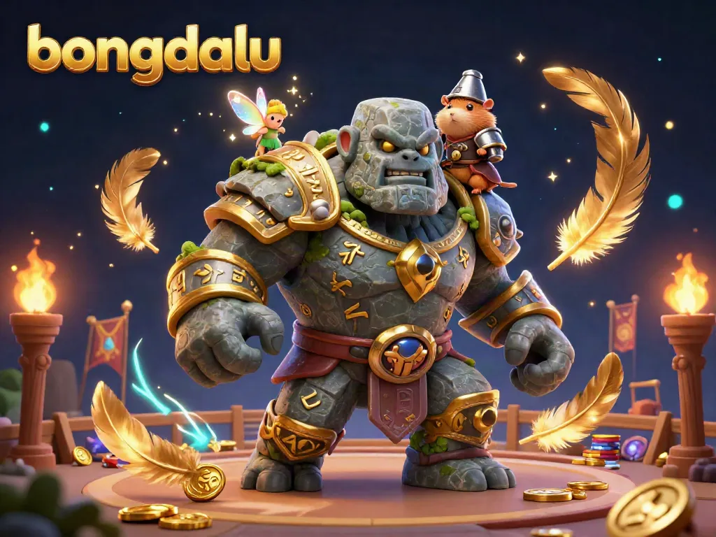 Bongdalu sports betting scene featuring a magical golem and hamster knight in action.
