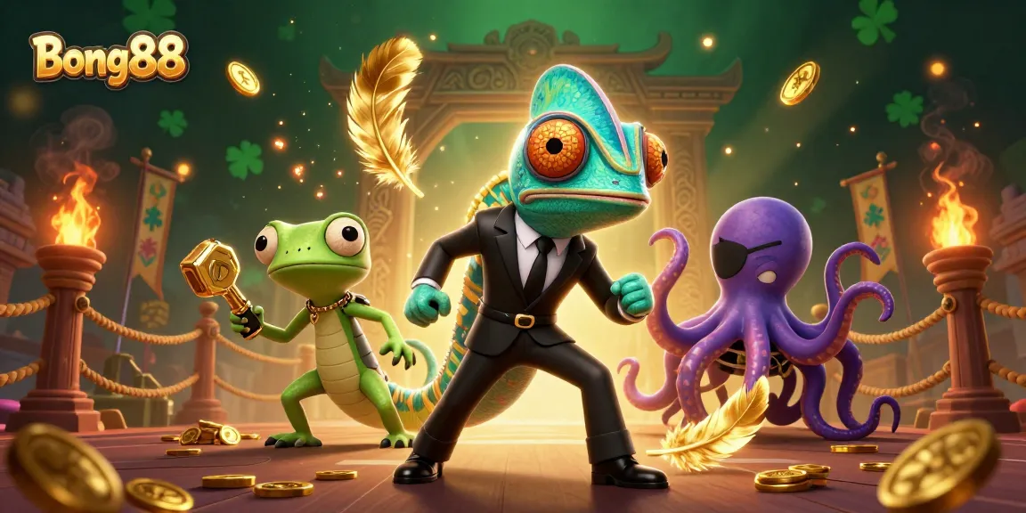 Bong88 showcases a thrilling 3D scene with dynamic characters and casino elements for an engaging gambling experience.