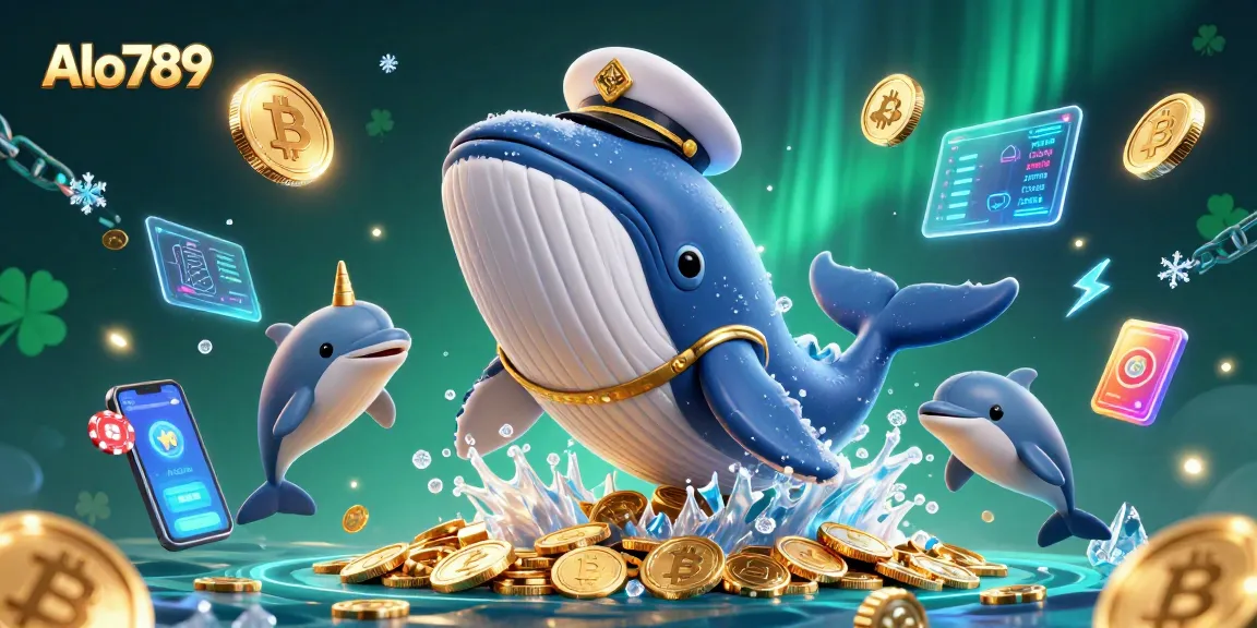 Alo789 players engaging in exciting casino games amidst gold coins and vibrant ocean friends.