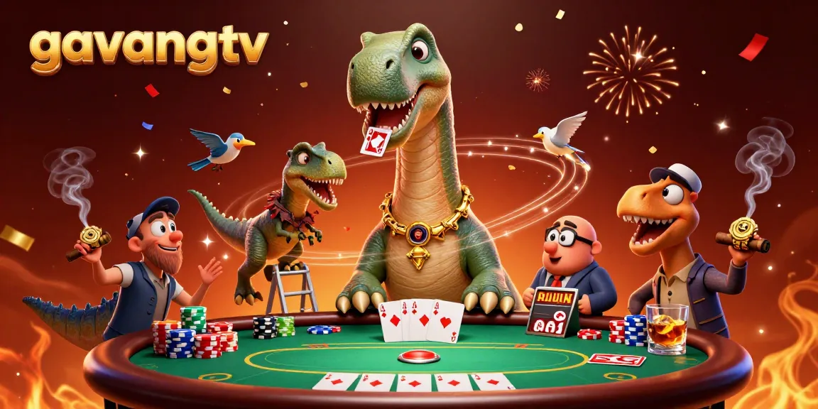 Experience the thrill of gavangtv with an animated casino scene featuring dynamic poker action and intriguing characters.
