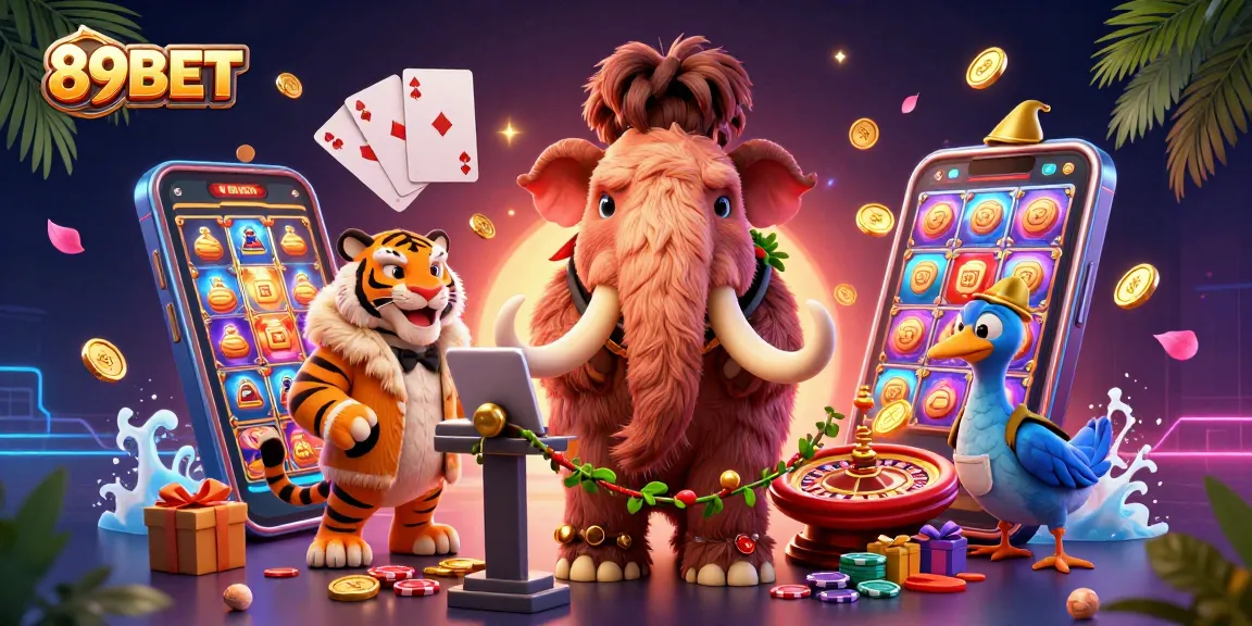 Engage with exciting gaming at 89BET with vibrant casino characters and dynamic slot action.