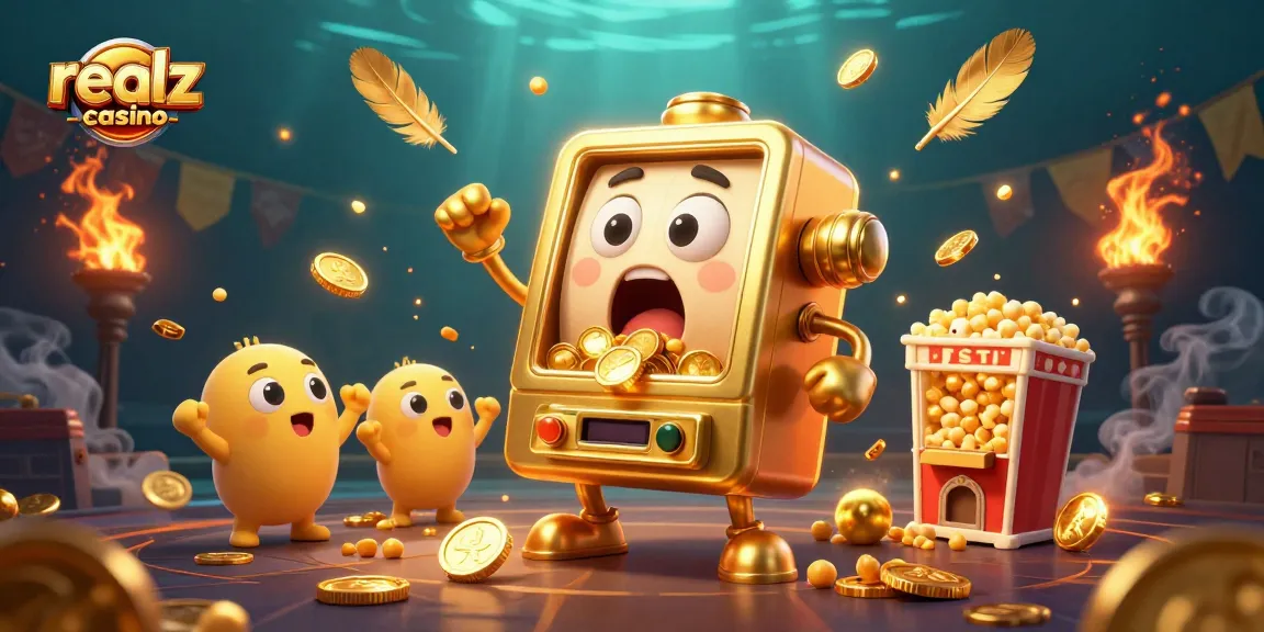 Experience the thrill at realz casino as golden slot machines celebrate big wins with a vibrant 3D display.