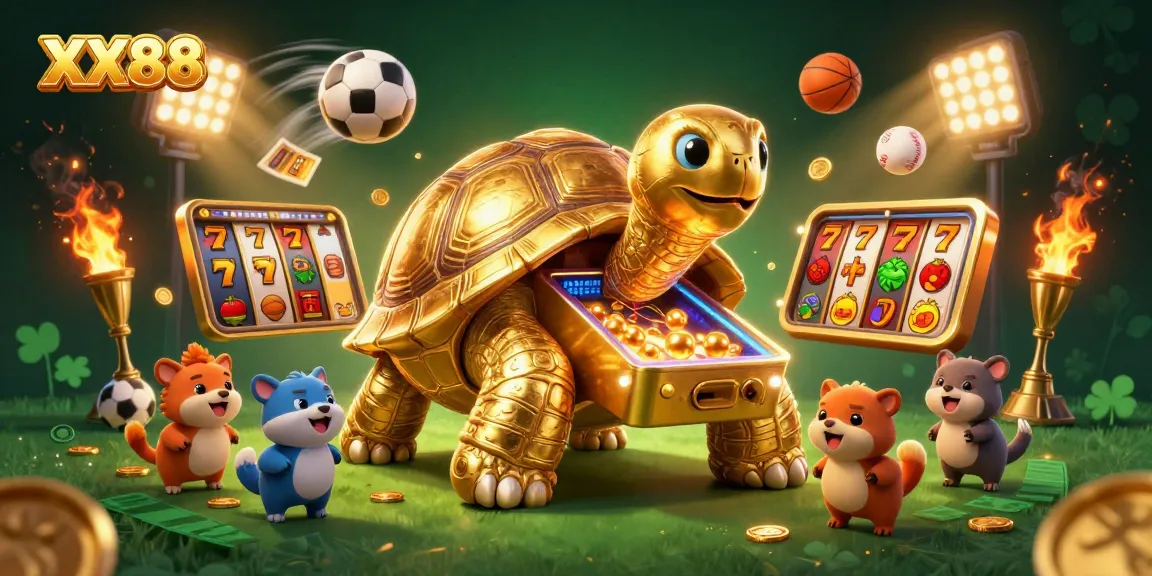 Experience the thrill of slots and jackpots with XX88's vibrant casino illustration.