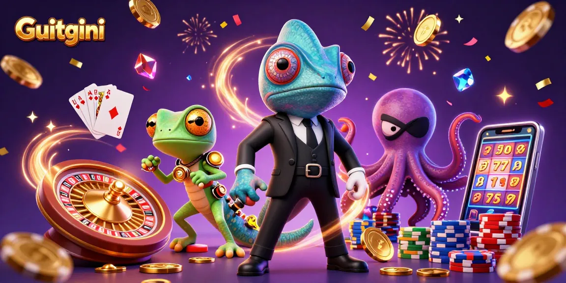 Experience the thrilling journey of Guitgini with a vibrant 3D casino scene filled with excitement.
