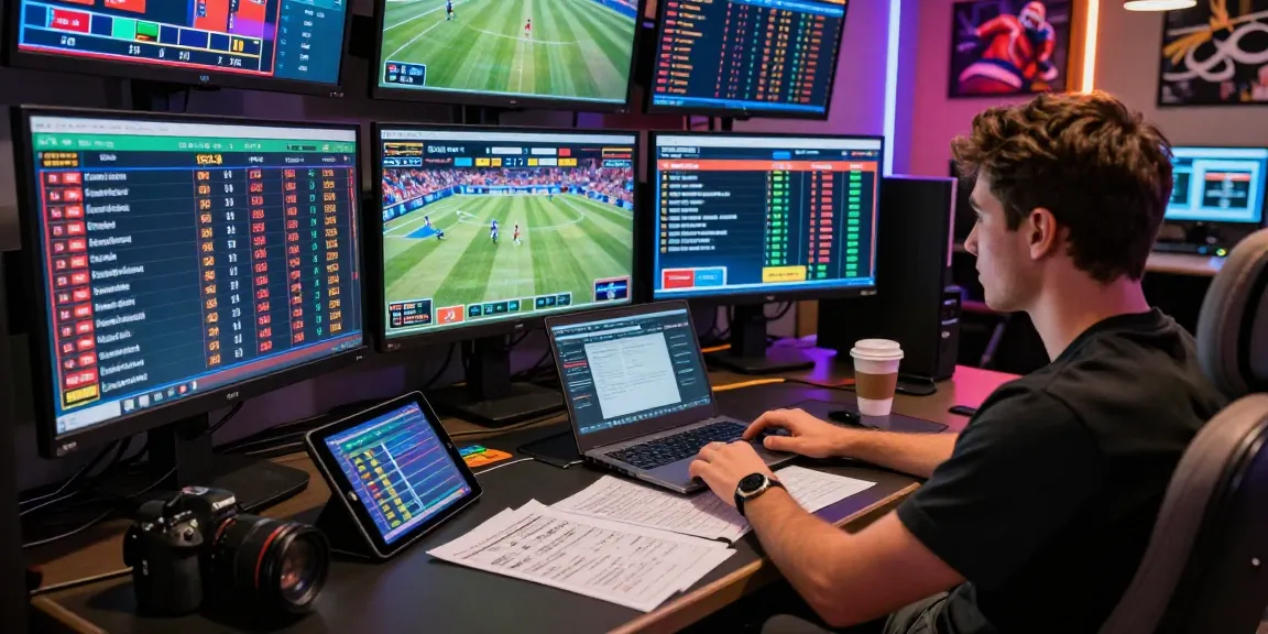 Engaging digital betting workspace featuring kiralık bahis sitesi activity with screens and analysis tools.