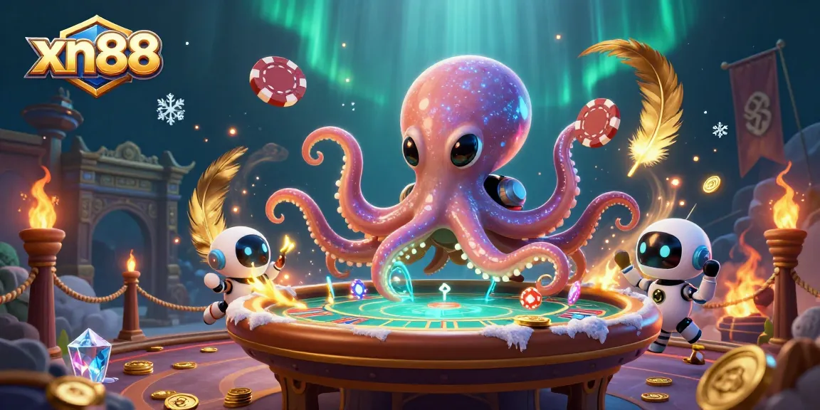 Experience thrilling gameplay with xn88 in an ultra-detailed 3D casino scene featuring an alien octopus.