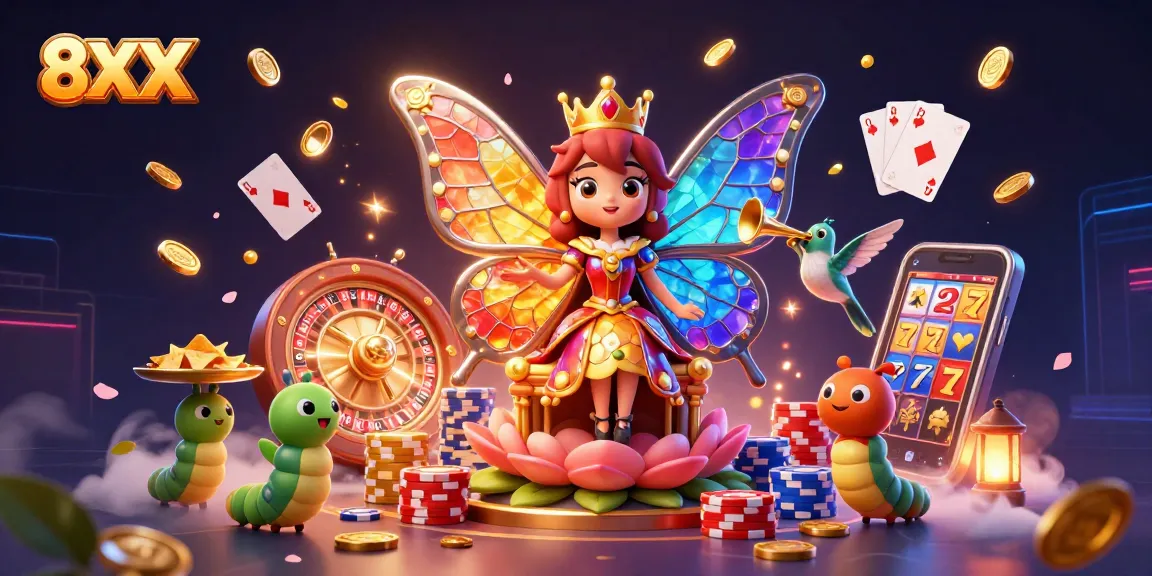 Engage in the thrilling world of 8XX as vibrant characters and casino elements come alive in a stunning casino scene.